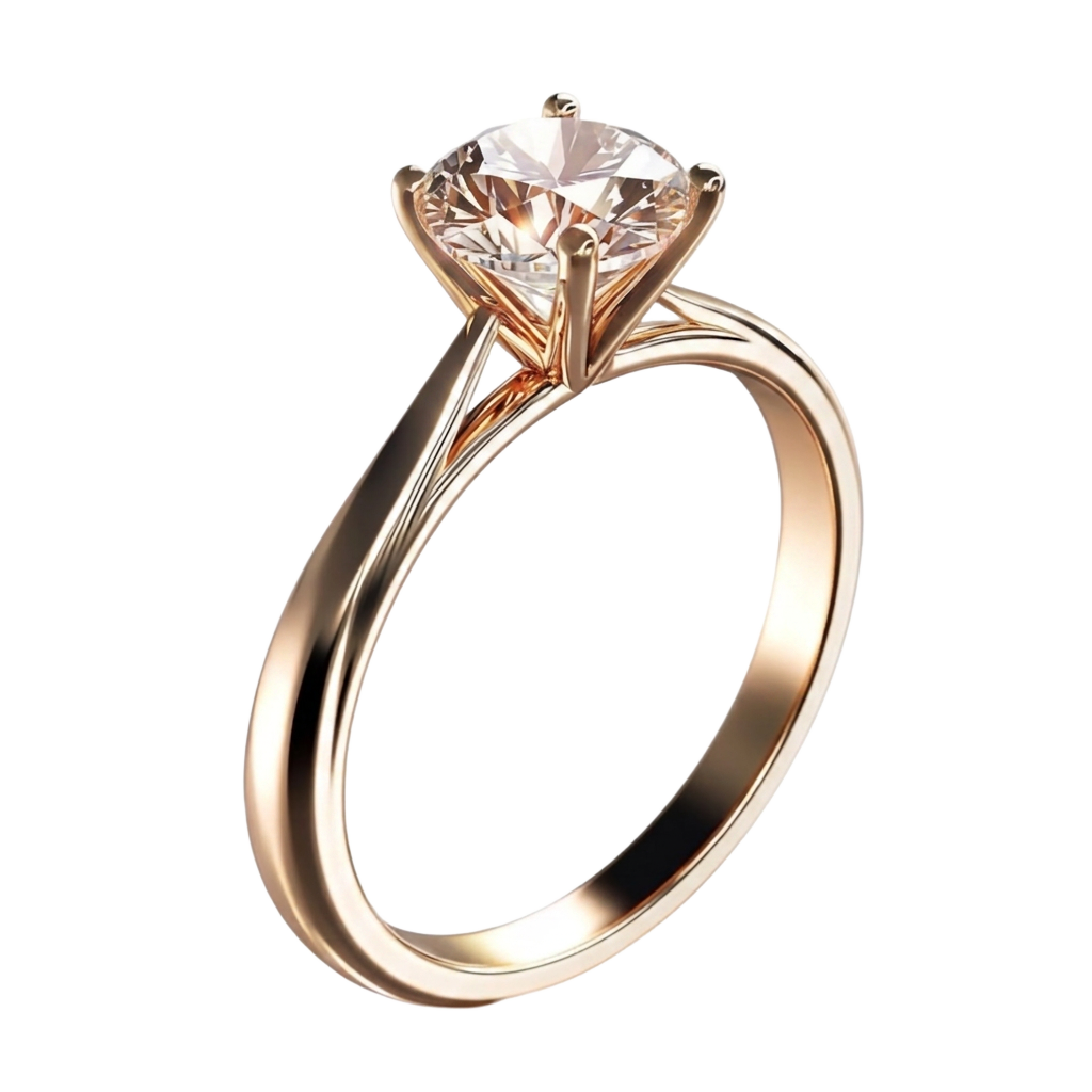 A lab-grown round brilliant diamond ring